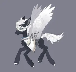 Size: 2656x2500 | Tagged: safe, artist:sivelu, derpibooru import, oc, unofficial characters only, pegasus, pony, adoptable, cape, chest fluff, clothes, gray background, image, jpeg, male, simple background, solo, spread wings, stallion, wings