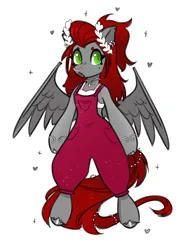 Size: 2022x2700 | Tagged: safe, artist:opalacorn, derpibooru import, oc, oc:void, unofficial characters only, pegasus, pony, semi-anthro, clothes, female, heart, heart eyes, image, jpeg, laurel wreath, mare, overalls, simple background, white background, wingding eyes