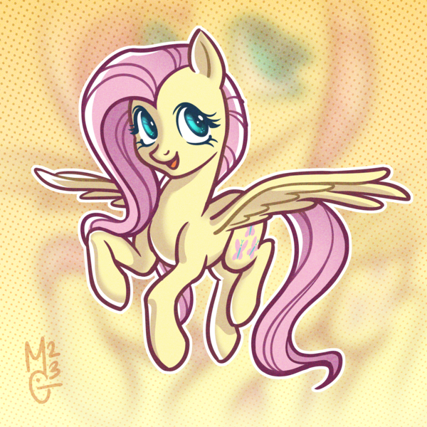 Size: 3000x3000 | Tagged: safe, artist:gmircea, derpibooru import, fluttershy, pegasus, pony, aside glance, female, g4, high res, image, looking at you, mare, open mouth, open smile, outline, png, sideways glance, smiling, smiling at you, solo, spread wings, three quarter view, white outline, wings, zoom layer