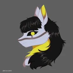 Size: 4134x4134 | Tagged: safe, artist:jjsh, derpibooru import, oc, unofficial characters only, pony, black sclera, bust, female, gray background, high res, image, looking at you, mare, png, portrait, simple background, smiling, solo