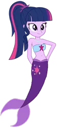 Size: 460x1024 | Tagged: safe, artist:fireluigi29, derpibooru import, sci-twi, twilight sparkle, mermaid, equestria girls, bare shoulders, cutie mark, female, fish tail, g4, image, jewelry, mermaid tail, necklace, pearl necklace, png, sleeveless, tail