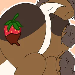 Size: 1920x1920 | Tagged: suggestive, artist:bunfoxx20studios, derpibooru import, oc, oc:strawberry cocoa (the coco clan), unofficial characters only, monster pony, pony, unicorn, 2021, ass up, brown coat, brown tail, butt, commission, commissioner:rautamiekka, dock, featureless crotch, female, female oc, horn, image, lighter underbelly, mare, mare oc, plot, png, pony oc, quadrupedal, segmented tail, solo, solo female, tail, tail aside, three quarter view, two toned coat, unicorn oc, ych result