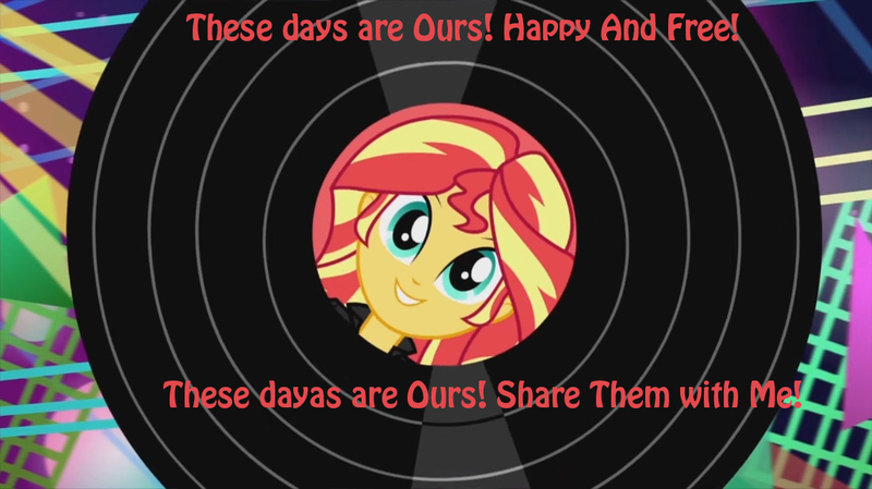 Size: 1100x618 | Tagged: safe, artist:ktd1993, derpibooru import, edit, edited screencap, screencap, sunset shimmer, equestria girls, friendship through the ages, g4, happy days, image, jpeg