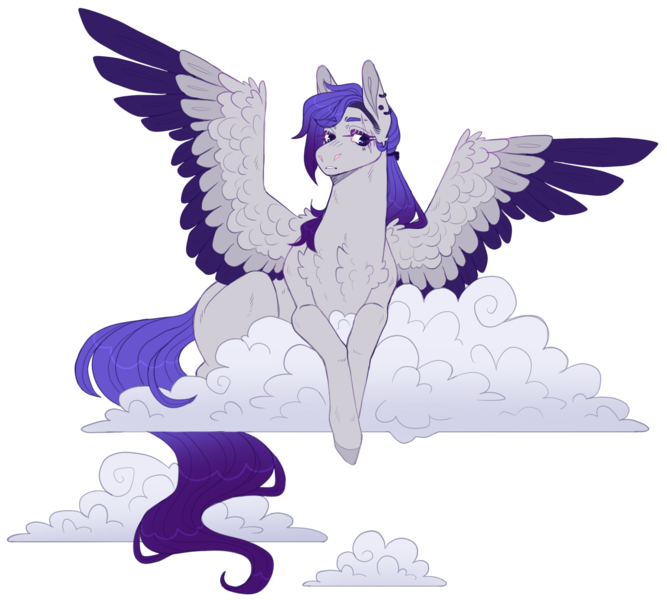 Size: 3391x3051 | Tagged: safe, artist:sleepy-nova, derpibooru import, oc, oc:corona mannor, pegasus, pony, cloud, colored wings, female, image, mare, png, simple background, solo, transparent background, two toned wings, wings