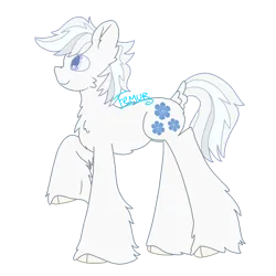 Size: 2048x2048 | Tagged: safe, artist:femurthechangeling, derpibooru import, double diamond, earth pony, pony, albino, alternate hairstyle, cheek fluff, chest fluff, cutie mark, ear fluff, fetlock tuft, fluffy, image, muzzle, muzzle fluff, no shading, png, raised hoof, simple, simple background, solo, transparent background, unshorn fetlocks