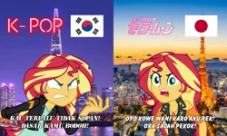 Size: 1200x720 | Tagged: safe, derpibooru import, sunset shimmer, equestria girls, angry, double sunset, equestria girls specials, g4, image, jpeg, my little pony equestria girls: better together, my little pony equestria girls: forgotten friendship, my little pony equestria girls: friendship games, narrowed eyes, rageset shimmer, seoul, tokyo