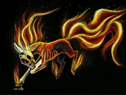 Size: 6219x4669 | Tagged: safe, artist:cahandariella, derpibooru import, undead, unicorn, atg 2024, black background, colored pencil drawing, fanfic art, fire, horn, image, jpeg, metal as fuck, newbie artist training grounds, simple background, skull, solo, traditional art, wight pony oc