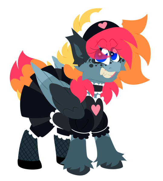 Size: 5014x5585 | Tagged: safe, artist:crazysketch101, derpibooru import, oc, oc:crazy looncrest, unofficial characters only, pegasus, pony, clothes, fishnet clothing, fishnets, image, lineless, maid, maid headdress, png, socks, solo, stockings, thigh highs, unshorn fetlocks