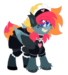 Size: 5014x5585 | Tagged: safe, artist:crazysketch101, derpibooru import, oc, oc:crazy looncrest, unofficial characters only, pegasus, pony, clothes, fishnet clothing, fishnets, image, lineless, maid, maid headdress, png, socks, solo, stockings, thigh highs, unshorn fetlocks