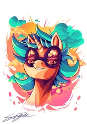 Size: 2160x3064 | Tagged: safe, artist:sigilponies, ponerpics import, vinyl scratch, pony, unicorn, art pack:nuclear neighs and deco days, female, grin, image, mare, nuclear explosion, paywall content, png, smiling