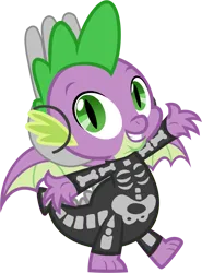 Size: 1827x2472 | Tagged: safe, artist:tylerajohnson352, derpibooru import, spike, dragon, bone, clothes, costume, cute, image, onesie, png, simple background, skeleton, skeleton costume, skull mask, solo, transparent background, winged spike, wings