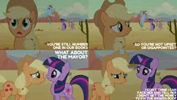 Size: 2000x1125 | Tagged: safe, derpibooru import, edit, edited screencap, editor:quoterific, screencap, applejack, fluttershy, rainbow dash, twilight sparkle, the last roundup, g4, image, png