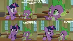 Size: 2000x1125 | Tagged: safe, derpibooru import, edit, edited screencap, editor:quoterific, screencap, spike, twilight sparkle, twilight sparkle (alicorn), alicorn, dragon, pony, season 9, the point of no return, spoiler:s09, duo, duo male and female, female, g4, image, male, png, winged spike, wings