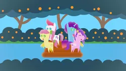 Size: 828x465 | Tagged: safe, artist:carrotorangelight, derpibooru import, pipp petals, posey (g5), zipp storm, pony, g5, female, image, jpeg, misty brightdawn, pointy ponies, raft, river, water