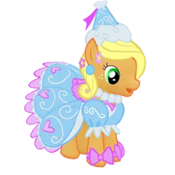 Size: 256x256 | Tagged: safe, derpibooru import, applejack, earth pony, pony, applejack also dresses in style, beautiful, bow, clothes, dress, flower, flower in hair, froufrou glittery lacy outfit, gameloft, happy, hat, hennin, image, jewelry, necklace, png, pretty, princess, princess applejack, smiling, solo