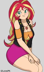 Size: 1335x2160 | Tagged: safe, artist:lukamelmc, derpibooru import, sunset shimmer, human, equestria girls, female, g4, geode of empathy, gray background, human coloration, image, magical geodes, png, simple background, solo