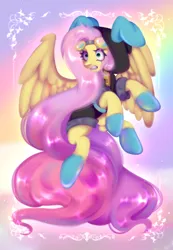 Size: 2300x3330 | Tagged: safe, artist:kittencoffin, derpibooru import, fluttershy, pegasus, pony, clothes, costume, dangerous mission outfit, goggles, hoodie, image, png, solo