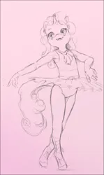 Size: 887x1487 | Tagged: safe, artist:starvingunicorn, derpibooru import, sweetie belle, anthro, unguligrade anthro, unicorn, ballerina, ballet, ballet slippers, clothes, dancing, g4, horn, image, png, sketch, solo, tutu