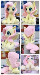 Size: 800x1482 | Tagged: artist needed, safe, derpibooru import, fluttershy, pegasus, pony, craft, female, image, irl, mare, merchandise, multiple angles, photo, plushie, png, sitting, smiling, solo, spread wings, starry eyes, wingding eyes, wings