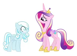 Size: 800x582 | Tagged: safe, artist:detailedatream1991, derpibooru import, princess cadance, oc, oc:snowdrop, alicorn, pegasus, pony, duo, female, g4, image, jpeg, mare, simple background, white background