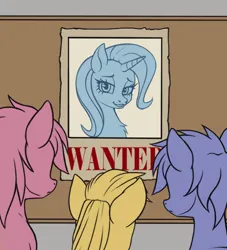 Size: 600x660 | Tagged: safe, artist:zetamad, derpibooru import, trixie, oc, pony, unicorn, atg 2024, horn, image, newbie artist training grounds, png, wanted poster