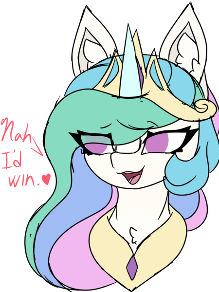 Size: 2927x3902 | Tagged: safe, artist:sodapop sprays, derpibooru import, princess celestia, alicorn, pony, bust, chest fluff, ear fluff, eye clipping through hair, image, meme, nah i'd win, png, rough sketch, simple background, solo, transparent background