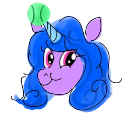 Size: 3200x3200 | Tagged: safe, artist:horsesplease, derpibooru import, izzy moonbow, g5, ball, faic, image, izzy's tennis ball, png, simple background, smiling, smirk, tennis ball, transparent background, twiface