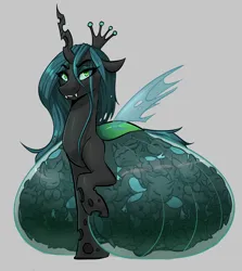 Size: 2264x2533 | Tagged: safe, artist:witchtaunter, derpibooru import, queen chrysalis, changeling, changeling queen, g4, adoracreepy, belly, belly on floor, big belly, butt, commission, creepy, crown, curled up, cute, fangs, female, fetus, gray background, holes, huge belly, hyper, hyper belly, hyper pregnancy, image, impossibly large belly, jewelry, looking at you, mommy chrissy, multiple pregnancy, plot, png, pregnant, quadrupedal, queen pregalis, regalia, simple background, sleeping, smiling, tail, tight bulge, translucent belly, transparent belly, transparent flesh, transparent wings, wings, womb with a view