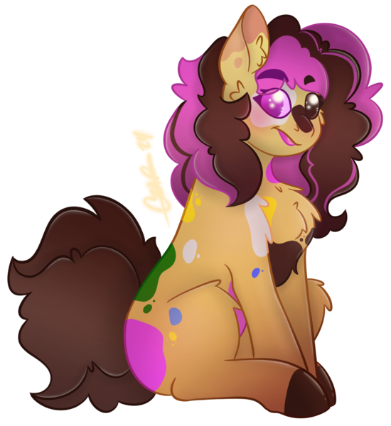 Size: 1551x1693 | Tagged: safe, artist:thatmlpartist, artist:trashpanda czar, derpibooru import, oc, oc:donut dunk, earth pony, pony, cheek fluff, chest fluff, ear fluff, female, image, looking at you, mare, png, poofy hair, poofy mane, simple background, sitting, tongue out, transparent background