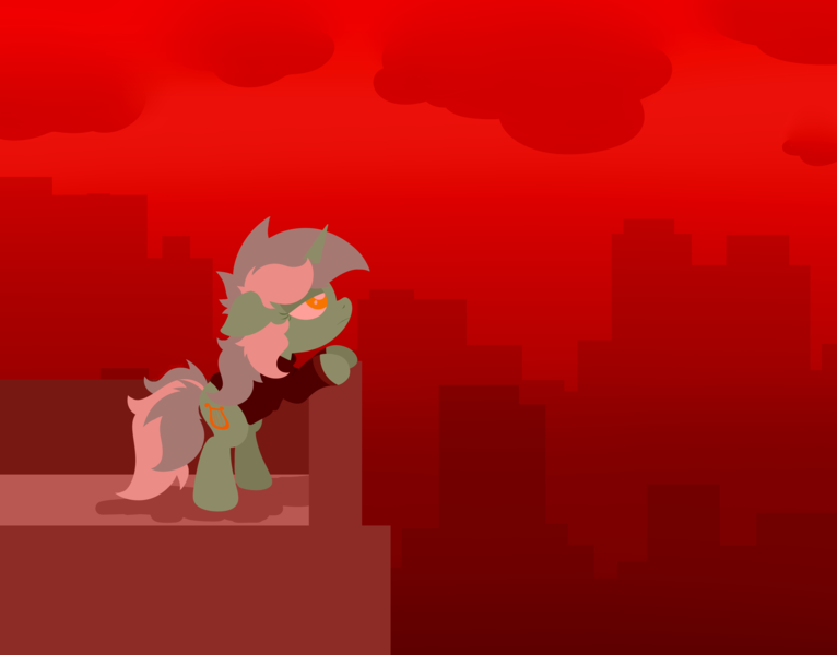 Size: 4150x3250 | Tagged: safe, artist:background basset, derpibooru import, lyra heartstrings, pony, unicorn, building, clothes, hoodie, horn, image, lineless, png, red background, simple background, solo