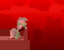 Size: 4150x3250 | Tagged: safe, artist:background basset, derpibooru import, lyra heartstrings, pony, unicorn, building, clothes, hoodie, horn, image, lineless, png, red background, simple background, solo