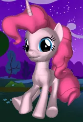 Size: 400x588 | Tagged: safe, artist:pinkienaturepie, derpibooru import, pinkie pie, unicorn, pony creator, g4, 3d, horn, image, jpeg, ponylumen, race swap, sitting, solo, unicorn pinkie pie