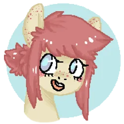 Size: 600x600 | Tagged: safe, artist:broccolidad, derpibooru import, oc, unofficial characters only, pony, bust, digital art, image, open mouth, open smile, pixel art, png, portrait, simple background, smiling, solo, transparent background