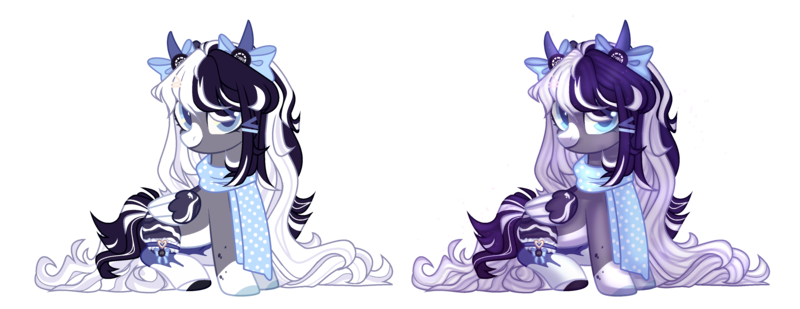 Size: 3988x1540 | Tagged: safe, artist:spectrumnightyt, derpibooru import, oc, oc:oreo cream, unofficial characters only, pegasus, pony, clothes, female, horns, image, mare, png, scarf, simple background, solo, transparent background