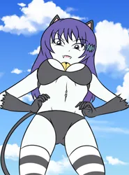 Size: 2150x2900 | Tagged: suggestive, artist:sumin6301, derpibooru import, rarity, cat, human, equestria girls, g4, breasts, busty rarity, catgirl, female, hand on hip, high res, image, looking at you, looking down, looking down at you, low angle, png, raricat, solo, solo female