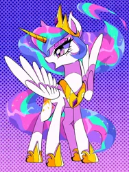 Size: 1200x1600 | Tagged: safe, artist:stacy_165cut, derpibooru import, princess celestia, alicorn, pony, g4, crown, female, gradient background, hoof shoes, image, jewelry, jpeg, looking sideways, m, mare, peytral, princess shoes, regalia, solo