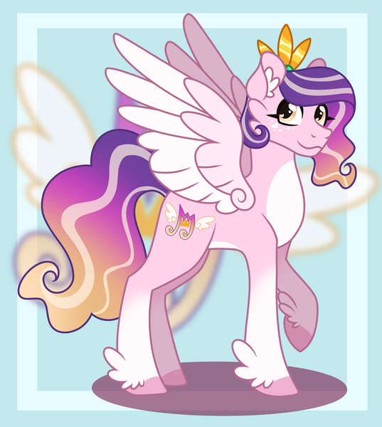 Size: 1280x1431 | Tagged: safe, artist:monochrome-sunsets, derpibooru import, pipp petals, pegasus, pony, g5, alternate design, colored wings, crown, female, gradient mane, image, jewelry, png, raised hoof, regalia, solo, spread wings, wings