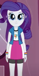 Size: 490x936 | Tagged: safe, artist:qbert2kcat, derpibooru import, rarity, equestria girls, g4, boots, clothes, clothes swap, high heel boots, image, jacket, jpeg, shirt, shoes, skirt, socks, solo, vest