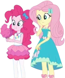 Size: 815x981 | Tagged: safe, derpibooru import, editor:homersimpson1983, fluttershy, pinkie pie, human, equestria girls, g4, clothes, cotton candy, duo, duo female, eating, equestria girls specials, female, fluttershy boho dress, image, my little pony equestria girls: rollercoaster of friendship, png, rah rah skirt, skirt