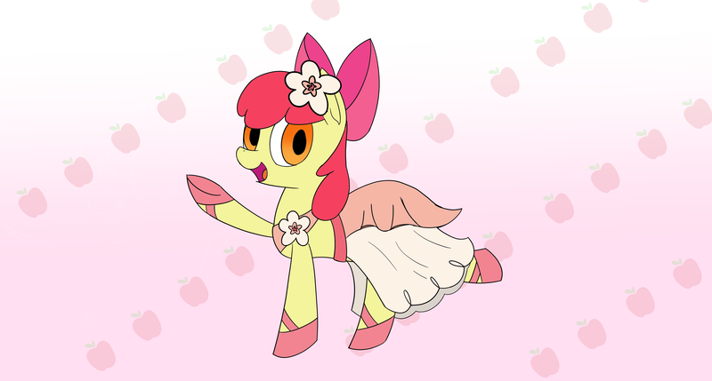 Size: 4026x2160 | Tagged: safe, artist:suryfromheaven, derpibooru import, apple bloom, clothes, dress, flower, flower in hair, happy, image, png