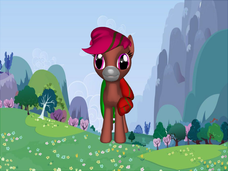 Size: 1200x900 | Tagged: safe, derpibooru import, oc, oc:nutlegs, earth pony, pony, 3d pony creator, brown fur, floating, green tail, highlights, image, pink eyes, pink mane, png, tail, white muzzle