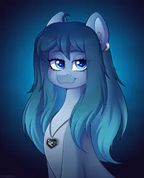 Size: 2278x2800 | Tagged: safe, artist:madelinne, derpibooru import, oc, oc:opal brona, unofficial characters only, lamia, original species, bust, image, jewelry, long hair, looking at you, necklace, png, portrait, smiling, smiling at you, smirk, solo