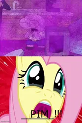 Size: 500x750 | Tagged: safe, derpibooru import, edit, edited screencap, screencap, fluttershy, human, pegasus, pony, castle mane-ia, g4, season 4, spoiler:sfs02e07, spoiler:smiling friends, spoiler:smiling friends season 2, coughing, crying, damaged, dust, female, humanoid, image, jpeg, male, mare, mr. boss, mr. boss (smiling friends), pim, pim (smiling friends), smiling friends, teary eyes, the magical red jewel aka tyler gets fired