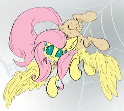 Size: 1932x1734 | Tagged: safe, artist:ponny, derpibooru import, fluttershy, bug pony, insect, monster pony, pony, colored, image, mandibles, png, solo, spider web