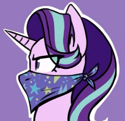 Size: 777x751 | Tagged: safe, artist:amy-gamy, derpibooru import, starlight glimmer, pony, unicorn, annoyed, cloth gag, clothes, gag, horn, image, jpeg, over the nose gag, scarf, scarf gag, starlight glimmer is not amused, starlight's gag, unamused