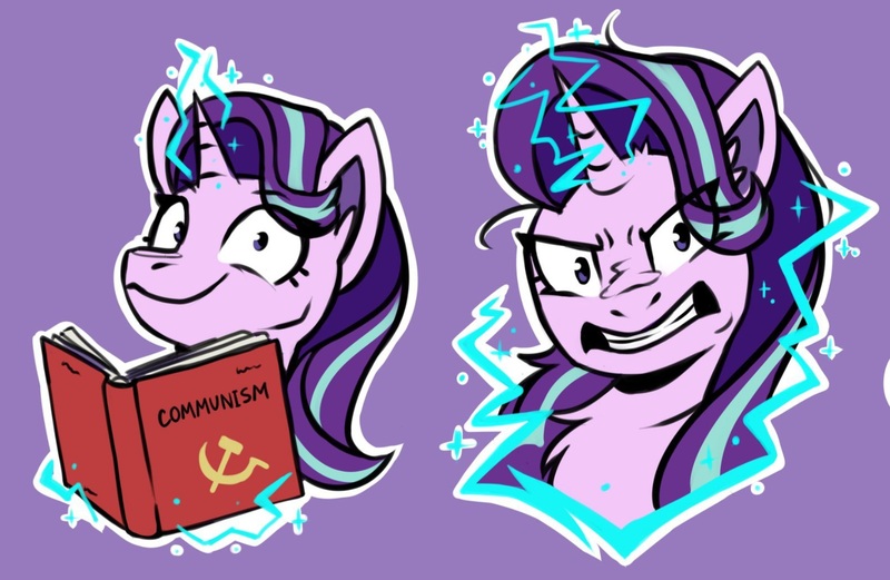 Size: 1586x1032 | Tagged: safe, artist:amy-gamy, derpibooru import, starlight glimmer, pony, unicorn, book, communism, horn, image, jpeg, powerful, stalin glimmer