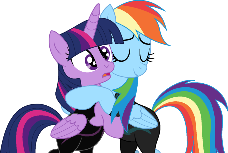 Size: 1446x968 | Tagged: safe, artist:stephen-fisher, derpibooru import, rainbow dash, twilight sparkle, g4, clothes, female, hug, image, lesbian, png, shipping, simple background, swimsuit, transparent background, twidash, vector