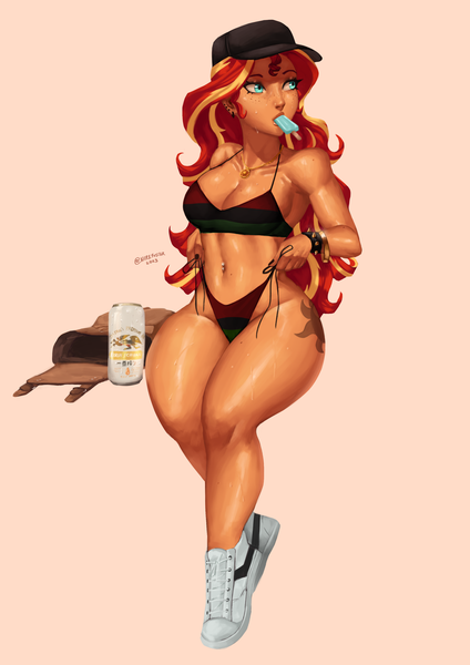 Size: 2480x3508 | Tagged: questionable, anonymous editor, artist:nire, edit, sunset shimmer, blacked, image, pan-african flag, png