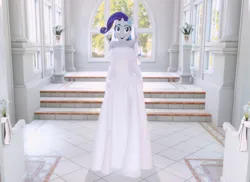 Size: 2952x2150 | Tagged: safe, artist:stars&garters, derpibooru import, rarity, anthro, plantigrade anthro, 3d, bridal veil, bride, choker, church, clothes, dress, ear piercing, earring, gloves, image, jewelry, long gloves, marriage, pendant, piercing, png, solo, vam, veil, virt-a-mate, virtual reality, wedding, wedding dress, wedding veil