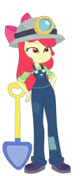 Size: 1900x4066 | Tagged: safe, artist:gmaplay, derpibooru import, apple bloom, equestria girls, equestria girls series, g4, happily ever after party, headlamp, image, my little pony equestria girls: better together, my little pony equestria girls: choose your own ending, png, shovel, simple background, solo, transparent background